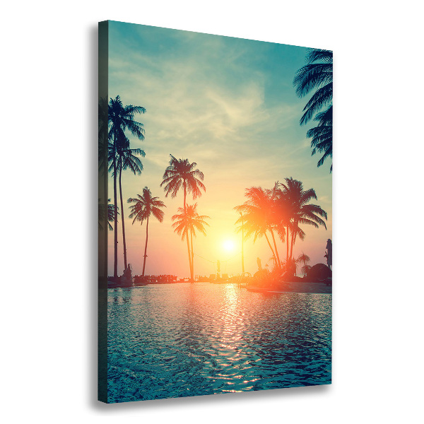 Cuadro moderno en lienzo resistente uv vertical Playa tropical