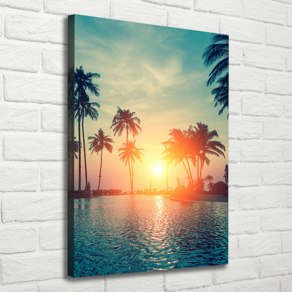 Cuadro moderno en lienzo resistente uv vertical Playa tropical