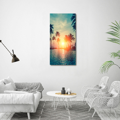 Cuadro moderno en lienzo resistente uv vertical Playa tropical