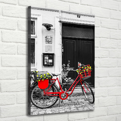 Cuadro canvas decorativo para salón vertical Bicicleta de ciudad