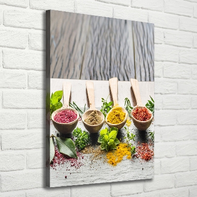 Cuadro canvas decorativo para salón vertical Especias