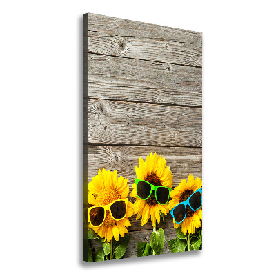 Cuadro canvas decorativo para salón vertical Gafas de girasol