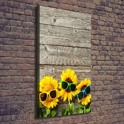Cuadro canvas decorativo para salón vertical Gafas de girasol