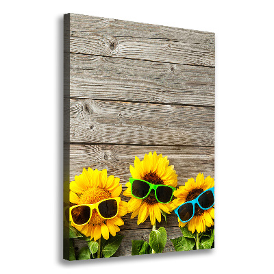 Cuadro canvas decorativo para salón vertical Gafas de girasol