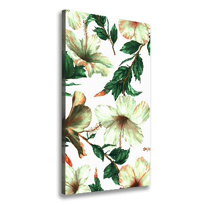Cuadro canvas decorativo para salón vertical Hibisco