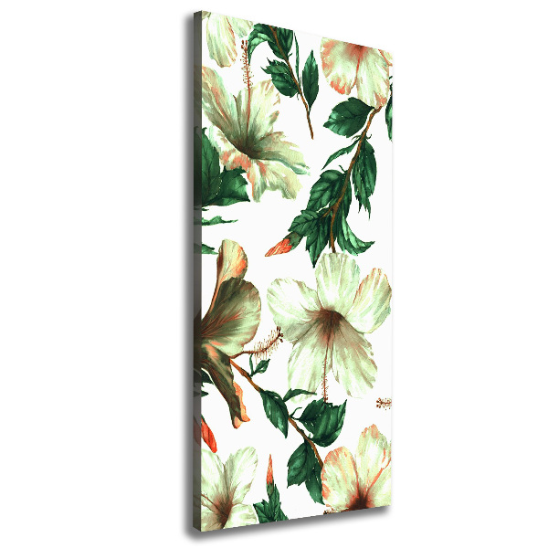 Cuadro canvas decorativo para salón vertical Hibisco