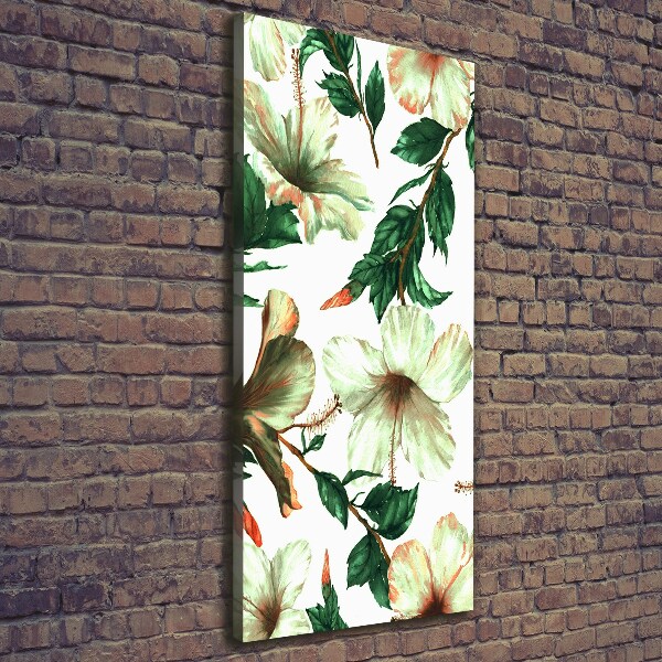Cuadro canvas decorativo para salón vertical Hibisco