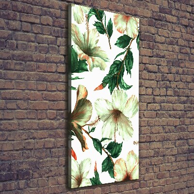 Cuadro canvas decorativo para salón vertical Hibisco