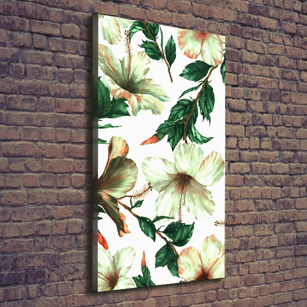 Cuadro canvas decorativo para salón vertical Hibisco