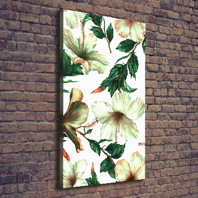 Cuadro canvas decorativo para salón vertical Hibisco