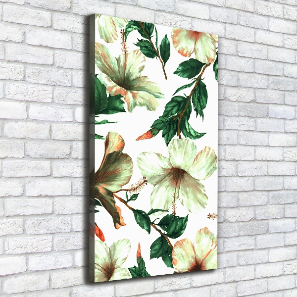 Cuadro canvas decorativo para salón vertical Hibisco
