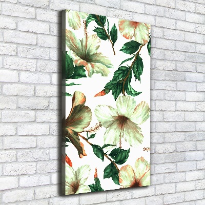 Cuadro canvas decorativo para salón vertical Hibisco