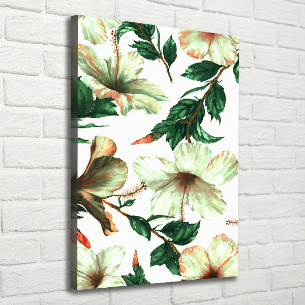 Cuadro canvas decorativo para salón vertical Hibisco
