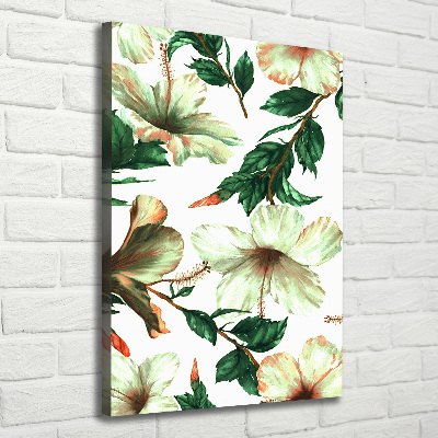 Cuadro canvas decorativo para salón vertical Hibisco