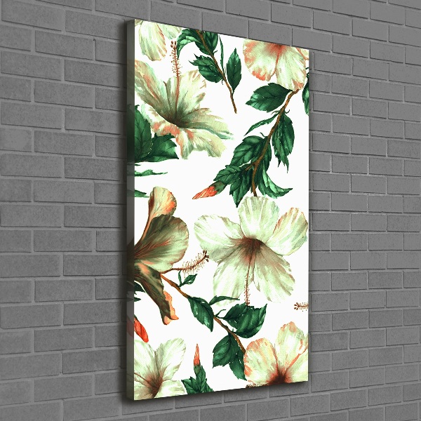 Cuadro canvas decorativo para salón vertical Hibisco