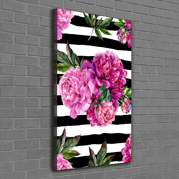 Nowoczesny obraz canvas na ramie pionowy Piwonie