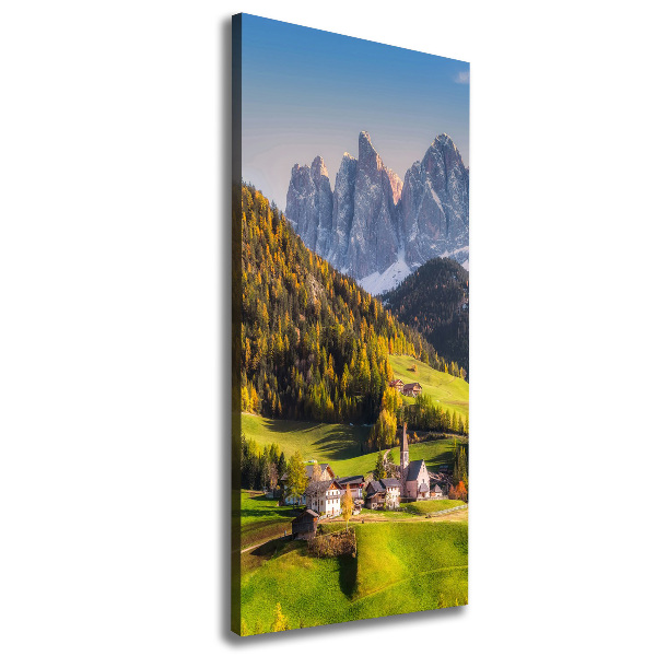 Cuadro canvas decorativo para salón vertical Un pueblo en las montañas