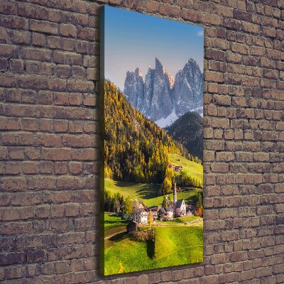 Cuadro canvas decorativo para salón vertical Un pueblo en las montañas