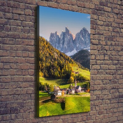 Cuadro canvas decorativo para salón vertical Un pueblo en las montañas