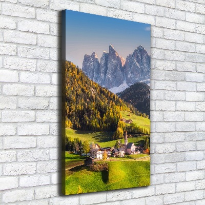 Cuadro canvas decorativo para salón vertical Un pueblo en las montañas