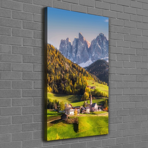 Cuadro canvas decorativo para salón vertical Un pueblo en las montañas