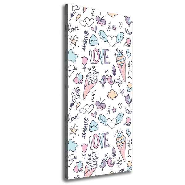 Impresión en lienzo vertical Patrón romántico