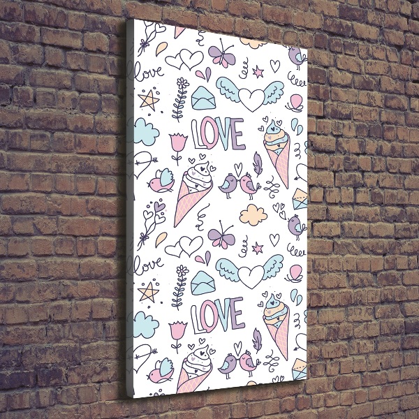 Impresión en lienzo vertical Patrón romántico