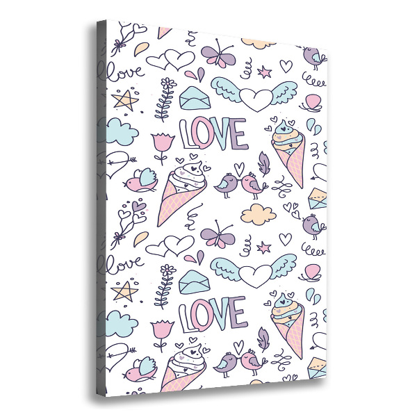 Impresión en lienzo vertical Patrón romántico