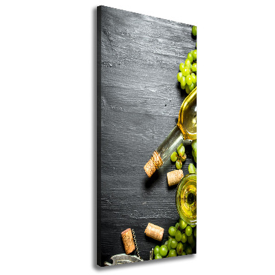 Cuadro canvas decorativo para salón vertical Uvas y vino