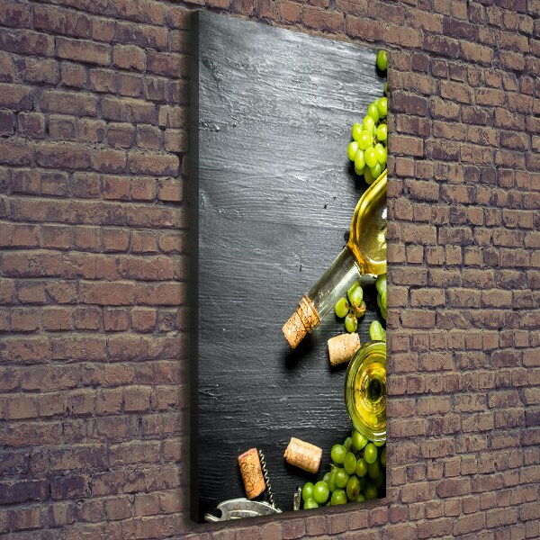 Cuadro canvas decorativo para salón vertical Uvas y vino