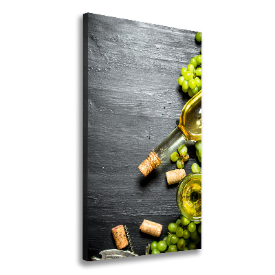 Cuadro canvas decorativo para salón vertical Uvas y vino