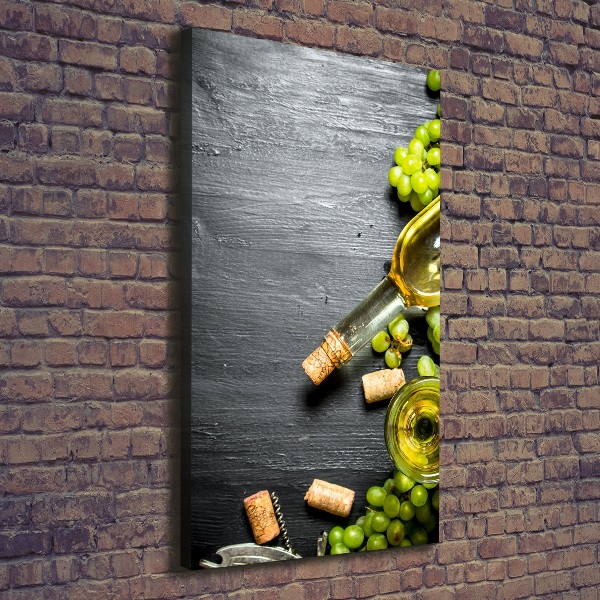Cuadro canvas decorativo para salón vertical Uvas y vino