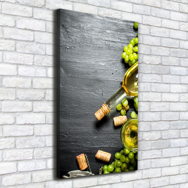 Cuadro canvas decorativo para salón vertical Uvas y vino