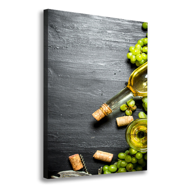 Cuadro canvas decorativo para salón vertical Uvas y vino
