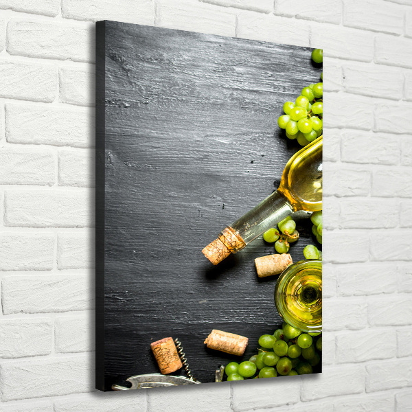 Cuadro canvas decorativo para salón vertical Uvas y vino