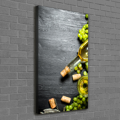 Cuadro canvas decorativo para salón vertical Uvas y vino