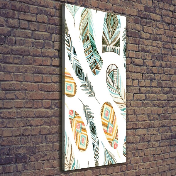 Fotografía en lienzo vertical Plumas étnicas