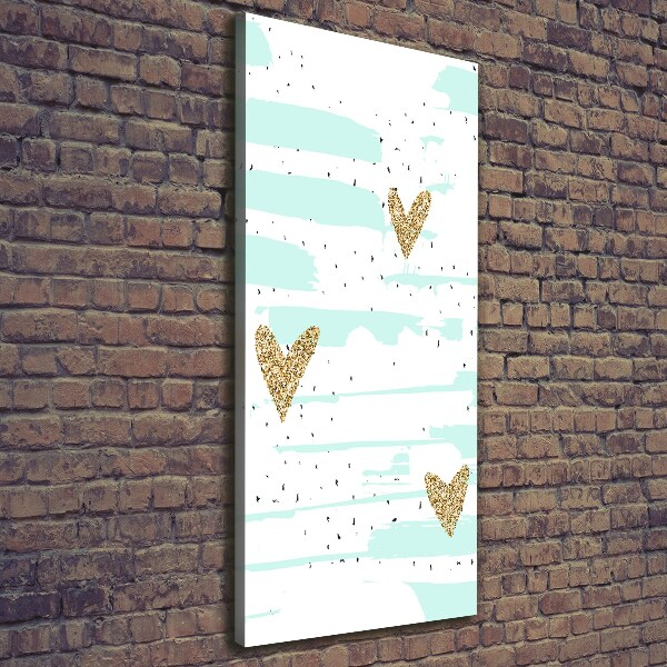 Cuadro canvas decorativo para salón vertical Corazones y manchas