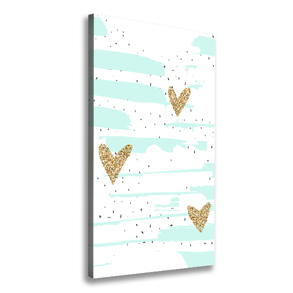 Cuadro canvas decorativo para salón vertical Corazones y manchas