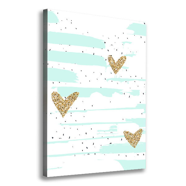Cuadro canvas decorativo para salón vertical Corazones y manchas