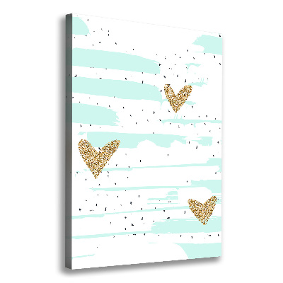 Cuadro canvas decorativo para salón vertical Corazones y manchas