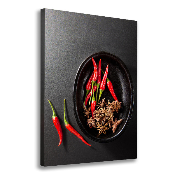 Fotografía en lienzo vertical chiles