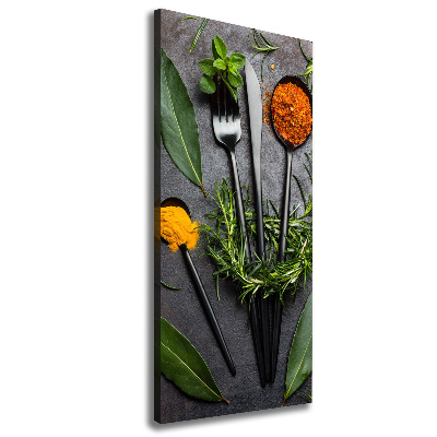 Cuadro canvas decorativo para salón vertical Cubiertos y especias