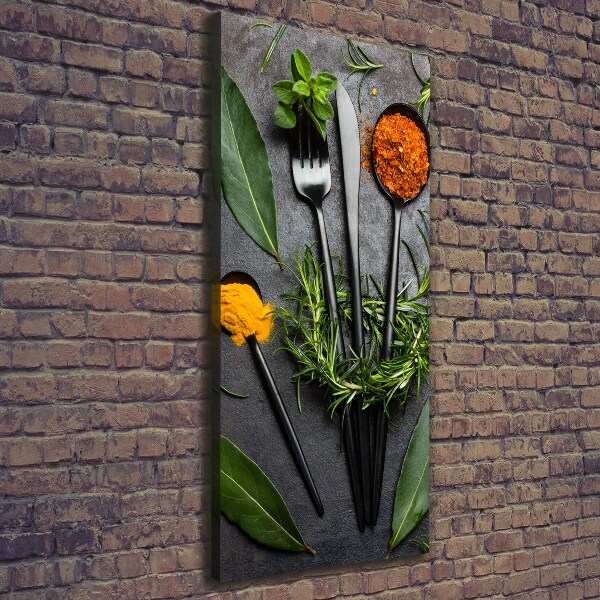 Cuadro canvas decorativo para salón vertical Cubiertos y especias