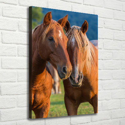 Impresión en lienzo vertical Dos caballos
