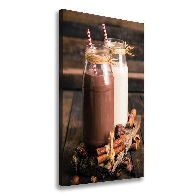Cuadro canvas decorativo para salón vertical Batidos de leche