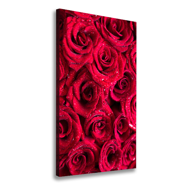 Cuadro moderno en lienzo resistente uv vertical rosas rojas