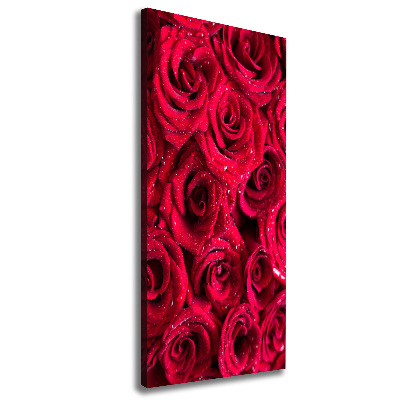 Cuadro moderno en lienzo resistente uv vertical rosas rojas