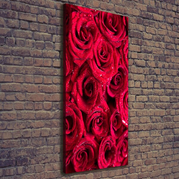 Cuadro moderno en lienzo resistente uv vertical rosas rojas
