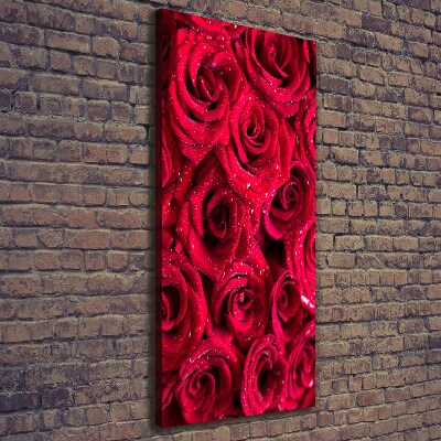 Cuadro moderno en lienzo resistente uv vertical rosas rojas
